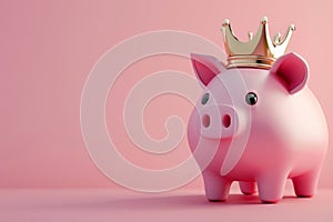 A piggy bank money box wearing a gold crown