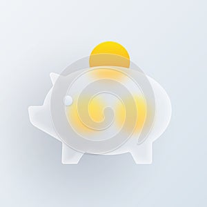 Piggy bank money golden coin glassmorphism icon