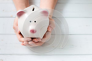 Piggy bank. Money savings concept.