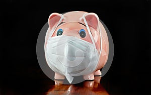 Piggy Bank with N95 Face Mask photo