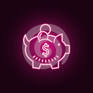 piggy bank neon icon. Elements of Banking set. Simple icon for websites, web design, mobile app, info graphics