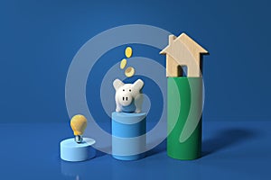 Piggy bank and real estate theme - 3D