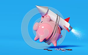 Piggy Bank With A Rocket Strapped To Its Back