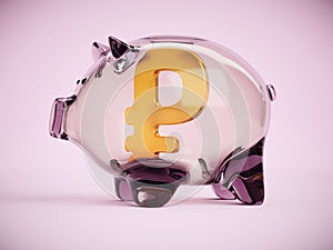 Piggy bank with russian rouble sign inside 3d illustration photo