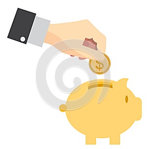 Piggy bank saving money concept vector design.