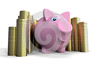 Piggy bank with savings