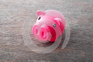 Piggy bank for savings, Inserting a coin into a piggy bank, putting a coin to piggy bank, pink piggy bank
