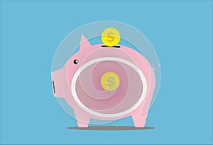 Piggy bank. savings pig penetrate inside