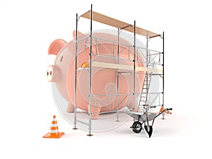 Piggy bank with scaffolding