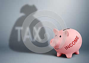 Piggy bank with shadow, tax and profit concept