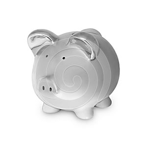 Piggy bank in silver as a symbol for financial concepts