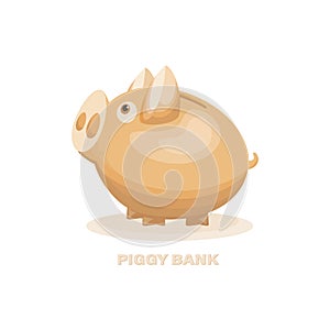 Piggy bank simple vector illustration in flat style. Icon saving or accumulation of money