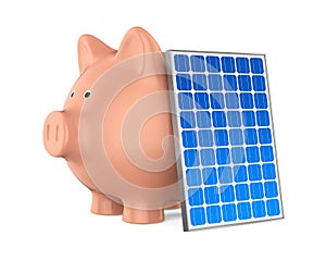 Piggy Bank Solar Panel Isolated photo
