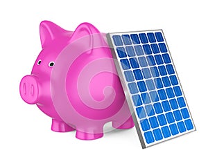 Piggy Bank Solar Panel Isolated photo