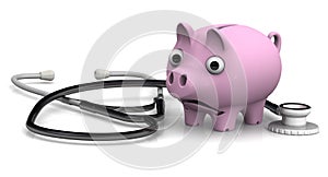 Piggy bank and stethoscope