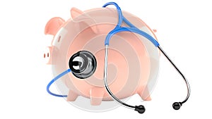 Piggy bank with stethoscope