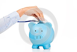 Piggy bank and Stethoscope Isolated on white background
