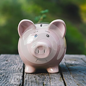 Piggy bank on travel, saving for future tourist adventures