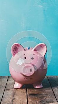 Piggy bank on travel, saving for future tourist adventures