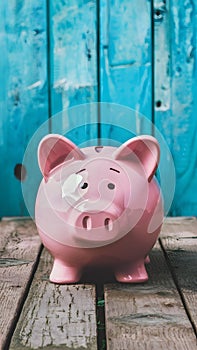 Piggy bank on travel, saving for future tourist adventures