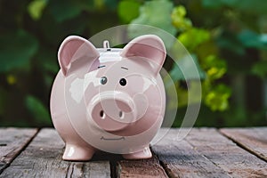 Piggy bank on travel, saving for future tourist adventures