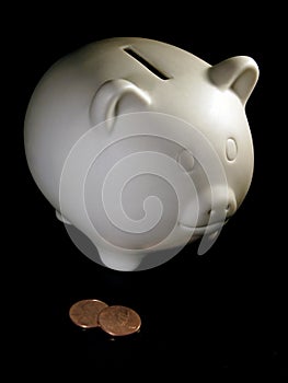 Piggy bank and two cents