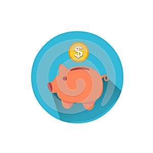 Piggy bank vector icon logo