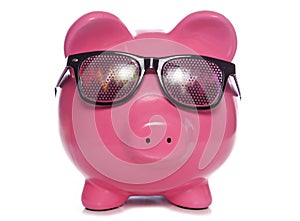 Piggy bank wearing Raving party glasses