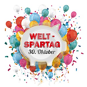 Piggy Bank Weltspartag 30 Oktober Balloons Confetti