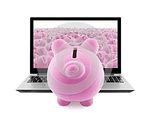 Piggy banks and laptop