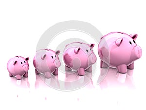 Piggy banks savings growth 3d illustration