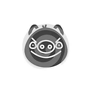 Piggy displeased face emoticon vector icon