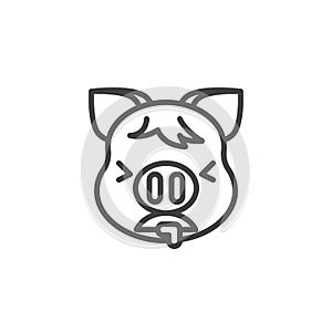 Piggy Face Vomiting Emoji line icon