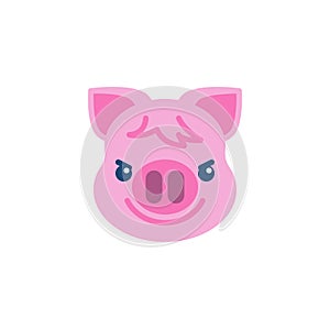 Piggy Face With Wry Smile Emoji flat icon