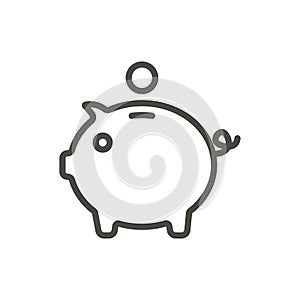 Piggy money icon vector. Line bank symbol.