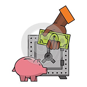 Piggy money savings and investment symbols