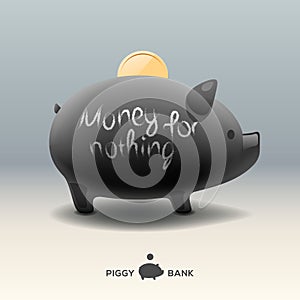 Piggy moneybox with coin - money for nothing