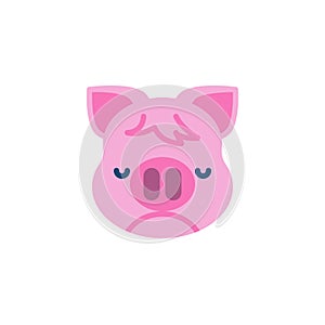 Piggy Nauseated Face Emoji flat icon