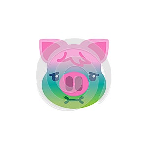Piggy Nauseated Face Emoji flat icon, vector sign