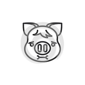 Piggy Nauseated Face Emoji line icon