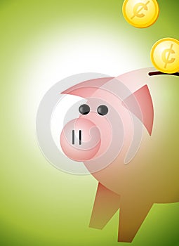 Piggybank With Coins Background