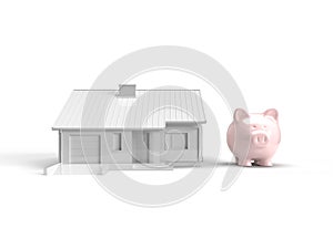 Piggybank and house mortgage or home buyer concept