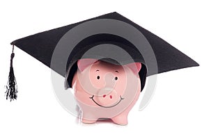 Piggybank with mortar board hat