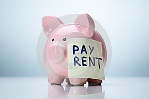 Piggybank With Pay Rent Sticky Note