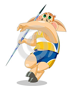 A piglet is javelin thrower
