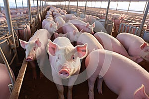 Piglet\'s Day Out in a Clean and Tidy Pig Breeding Farm with Attentive Mother. created with Generative AI