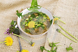 Piglet soup with flowers