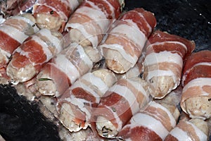 Pigs In Blankets Meat Bacon and Sausage Wrapped Together