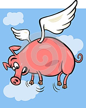 When pigs fly cartoon illustration