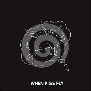 When pigs fly idiom illustration